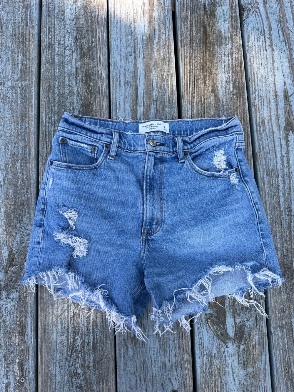 Abercrombie & Fitch Frayed Light Blue Denim Cutoff Shorts